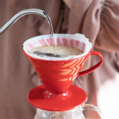 Hario ceramiczny Drip V60-02 Czerwony - zdjęcie 3