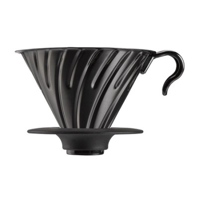 Hario metalowy Drip V60-02 czarny z silikonową podstawką - zdjęcie 1