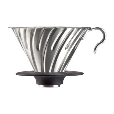 Hario metalowy Drip V60-02 stalowy z silikonową podstawką - zdjęcie 1