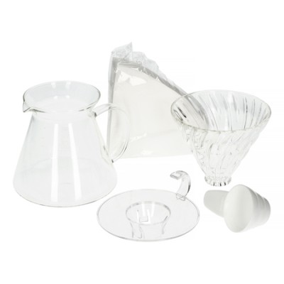 Hario V60 Glass Brewing Kit zestaw szklany dripper + serwer + filtry - zdjęcie 1