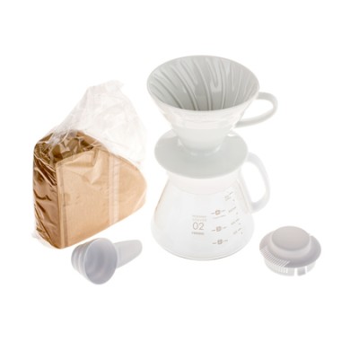 Hario zestaw V60 Dripper & Pot White - drip + serwer + filtry - zdjęcie 2