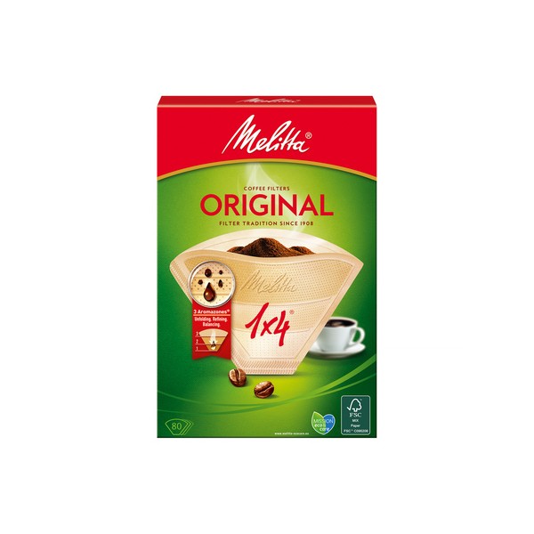 Melitta - Papierowe filtry do kawy 1x4 - Original - 80 sztuk