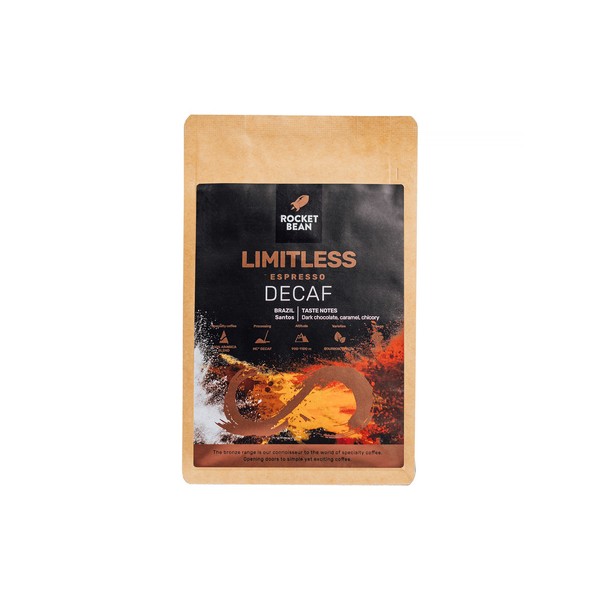 Rocket Bean - kawa ziarnista bezkofeinowa Brazylia Limitless Decaf Espresso 200 g