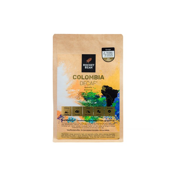 Rocket Bean - kawa ziarnista bezkofeinowa Kolumbia Quindío Armenia Decaf Filter 200 g
