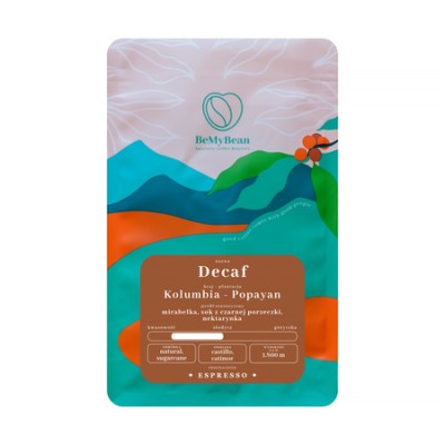 BeMyBean - bezkofeinowa kawa ziarnista Kolumbia Popayan Natural Sugarcane Espresso 250 g - zdjęcie 1