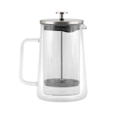 Vialli Design french press DIVA szklany z podwójną ścianką 1l srebrny mat - zdjęcie 1