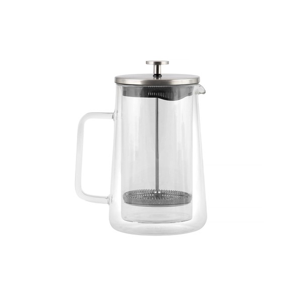 Vialli Design french press DIVA szklany z podwójną ścianką 1l srebrny mat