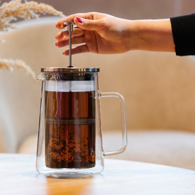 Vialli Design french press DIVA szklany z podwójną ścianką 1l srebrny mat - zdjęcie 3