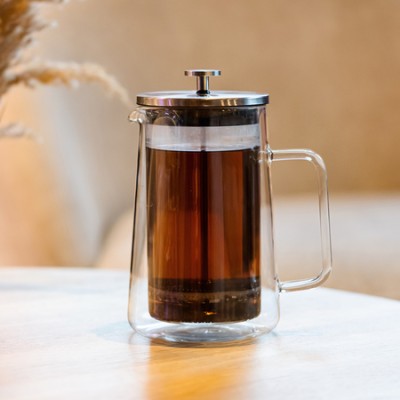 Vialli Design french press DIVA szklany z podwójną ścianką 1l srebrny mat - zdjęcie 4