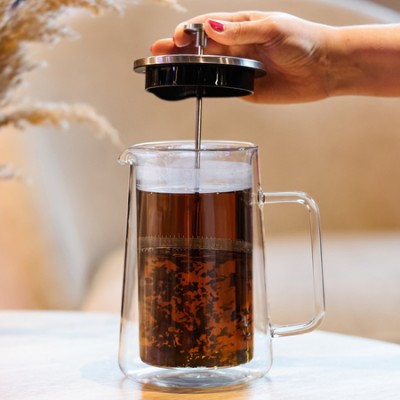 Vialli Design french press DIVA szklany z podwójną ścianką 1l srebrny mat - zdjęcie 5