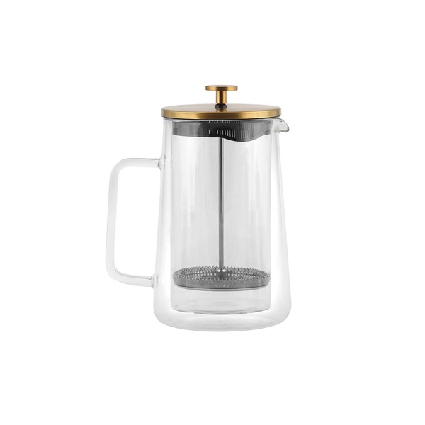 Vialli Design french press DIVA szklany z podwójną ścianką 1l złoty matowy