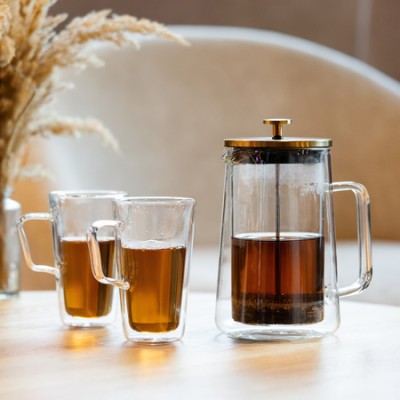 Vialli Design french press DIVA szklany z podwójną ścianką 1l złoty matowy - zdjęcie 4