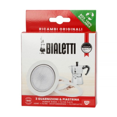 Bialetti - Uszczelka (3 szt.) + sitko do kawiarek aluminiowych Bialetti 12tz - zdjęcie 1
