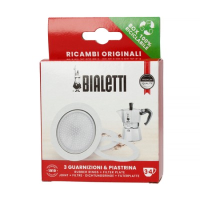 Bialetti - Uszczelka (3 szt.) + sitko do kawiarek aluminiowych Bialetti 3-4tz - zdjęcie 1