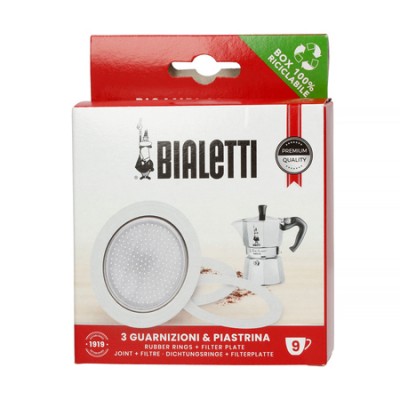 Bialetti - Uszczelka (3 szt.) + sitko do kawiarek aluminiowych Bialetti 9tz - zdjęcie 1